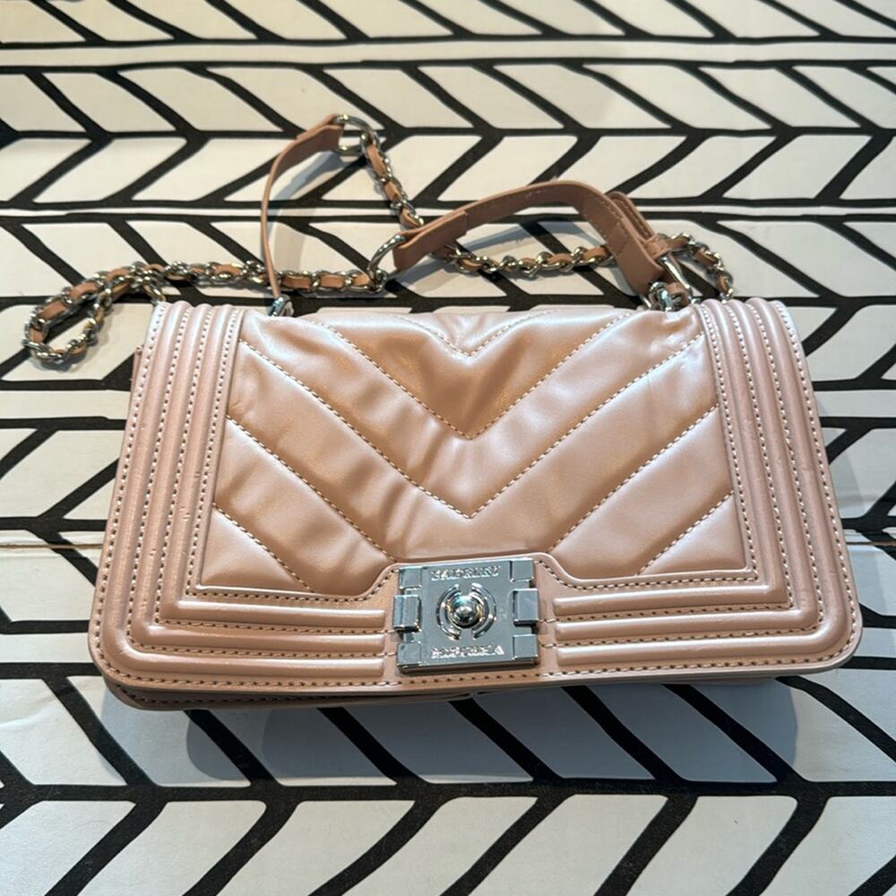 Badgley Mischka quilted crossbody purse in tan